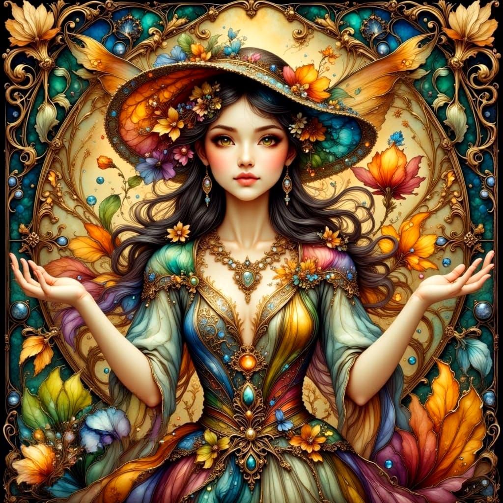 Colorful Abstract Swirls in Alcohol Ink Style