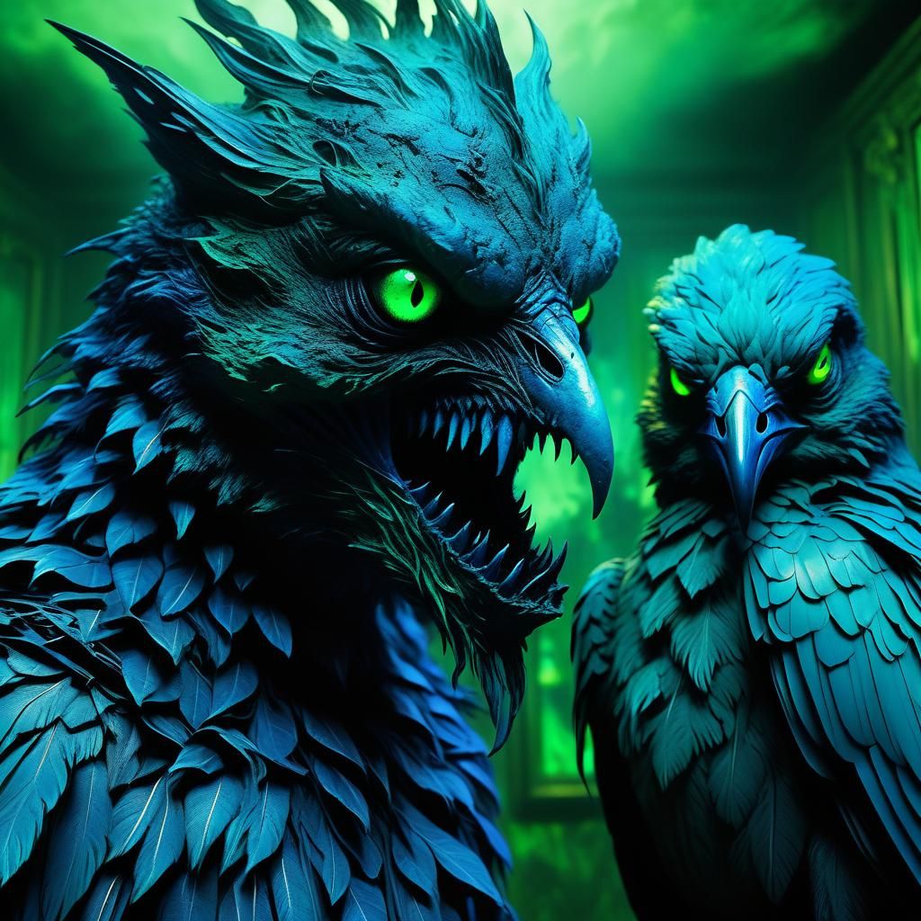 Menacing Demon Hypnotizes in Eerie Dark Surrealism