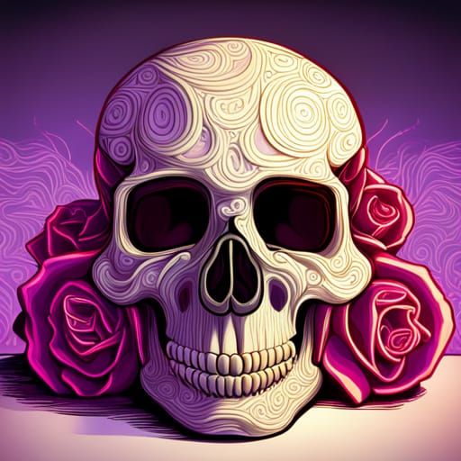 Neon Skull: Hyperrealistic and Intricately Detailed