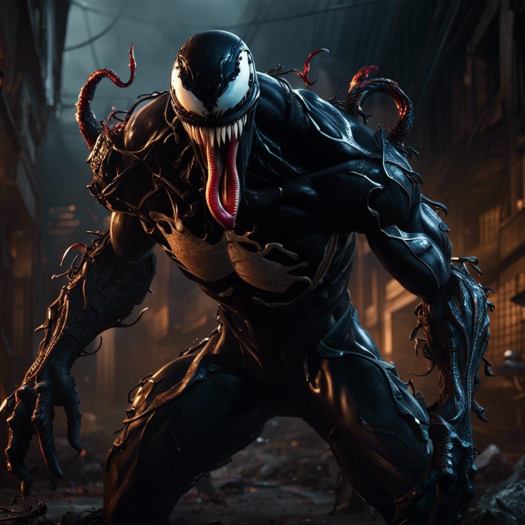 Venom in Detailed Matte Painting Style