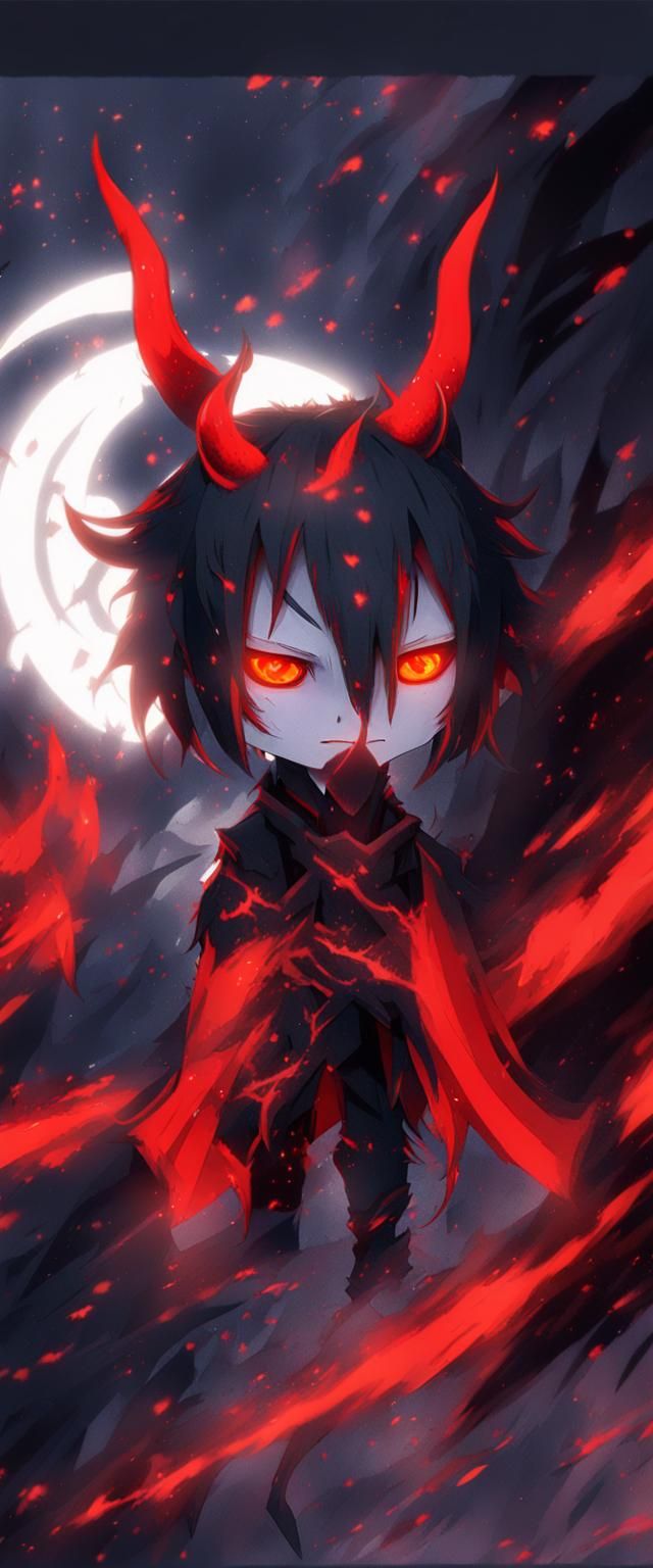 Sensual Demon Portrait in Dramatic Lighting, Anime Style