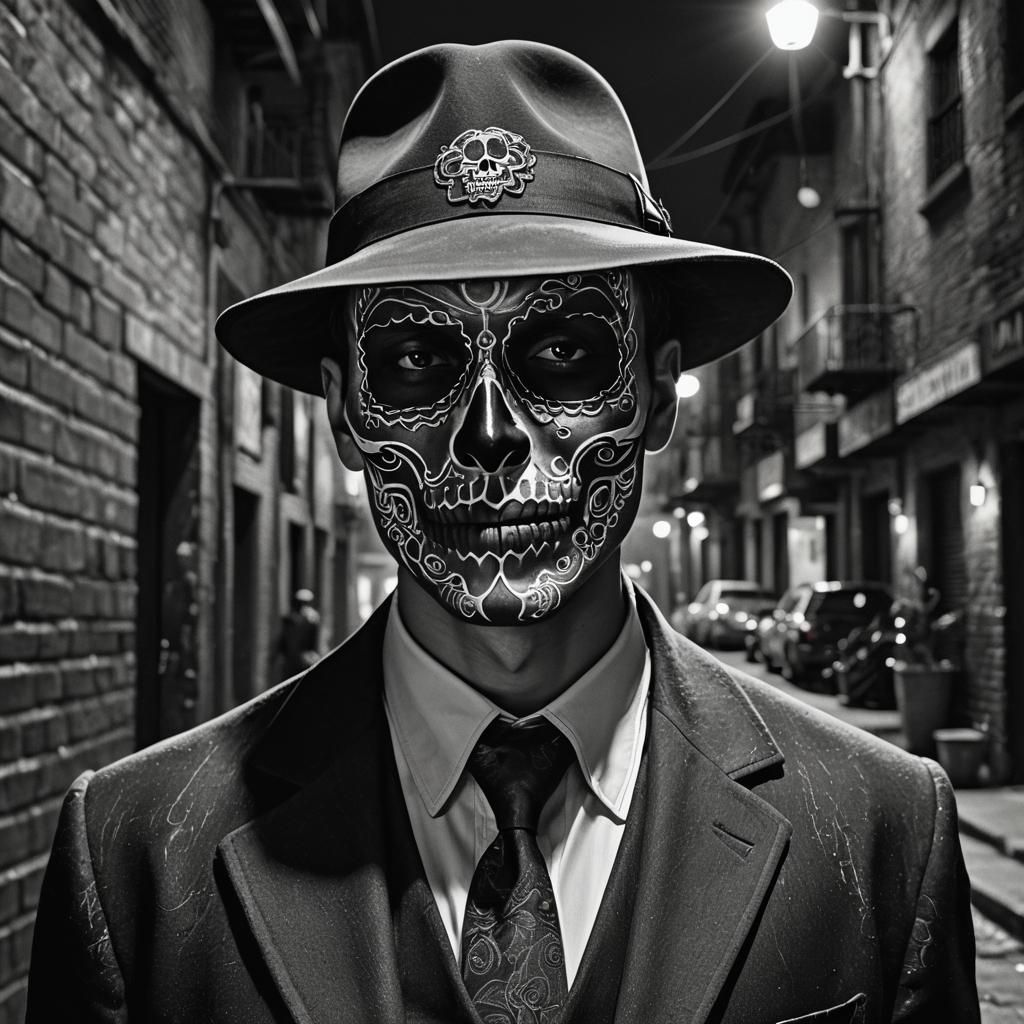 Film Noir Sugar Skull Gangster Portrait