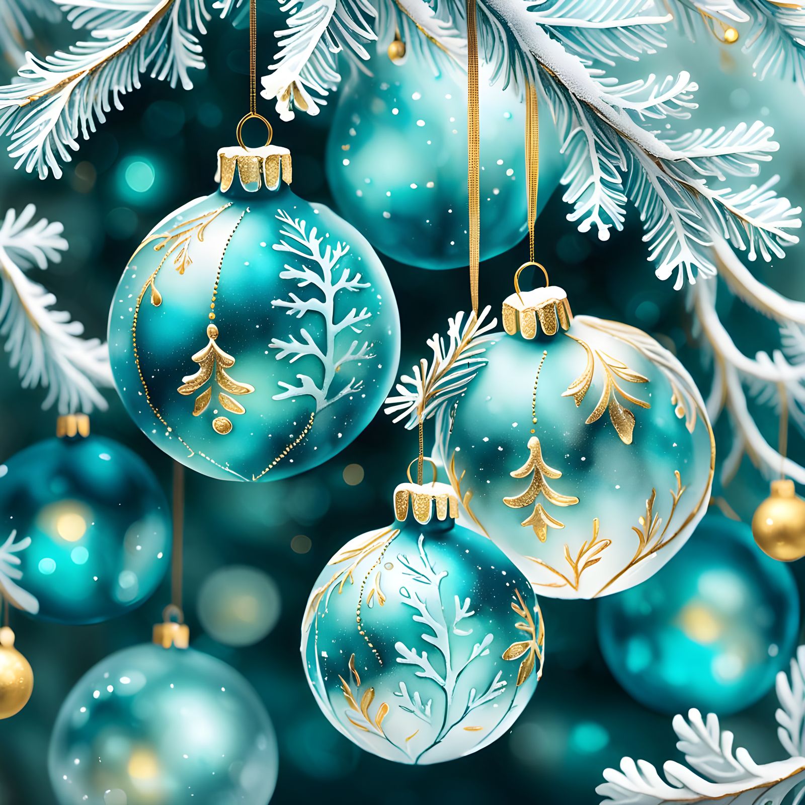 Vibrant Teal Christmas Scene
