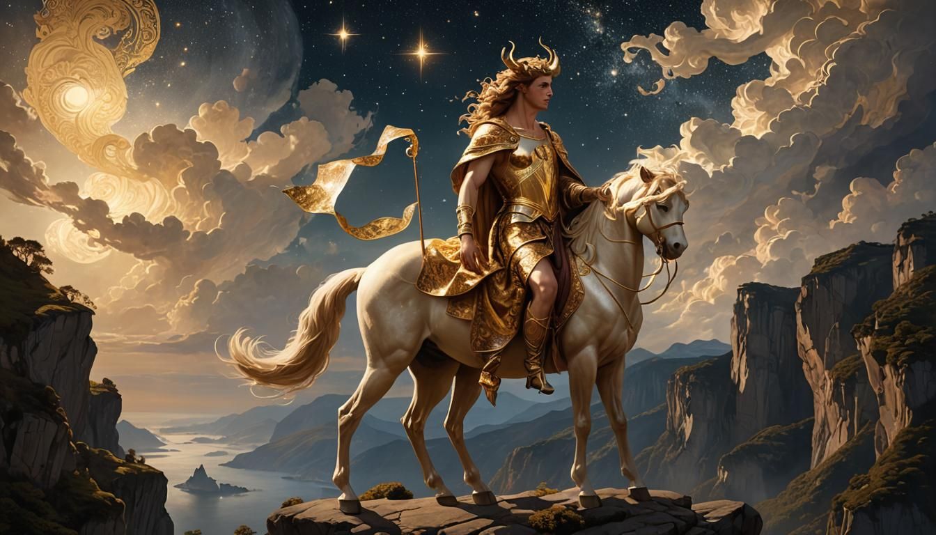 Celestial Centaur with Ancient Map in Baroque Style