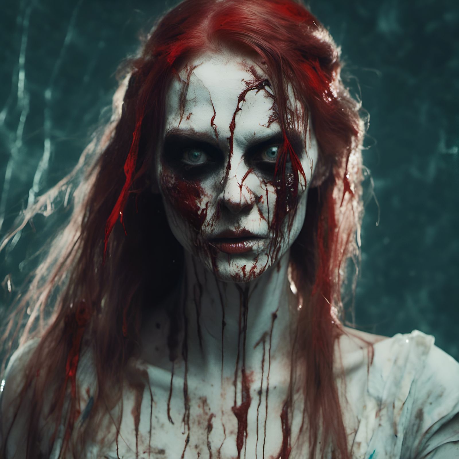Undead Monstrous Woman with Scars in Hyperrealistic Style