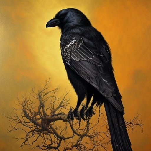 Majestic Crow Deity in Organic Punk Style