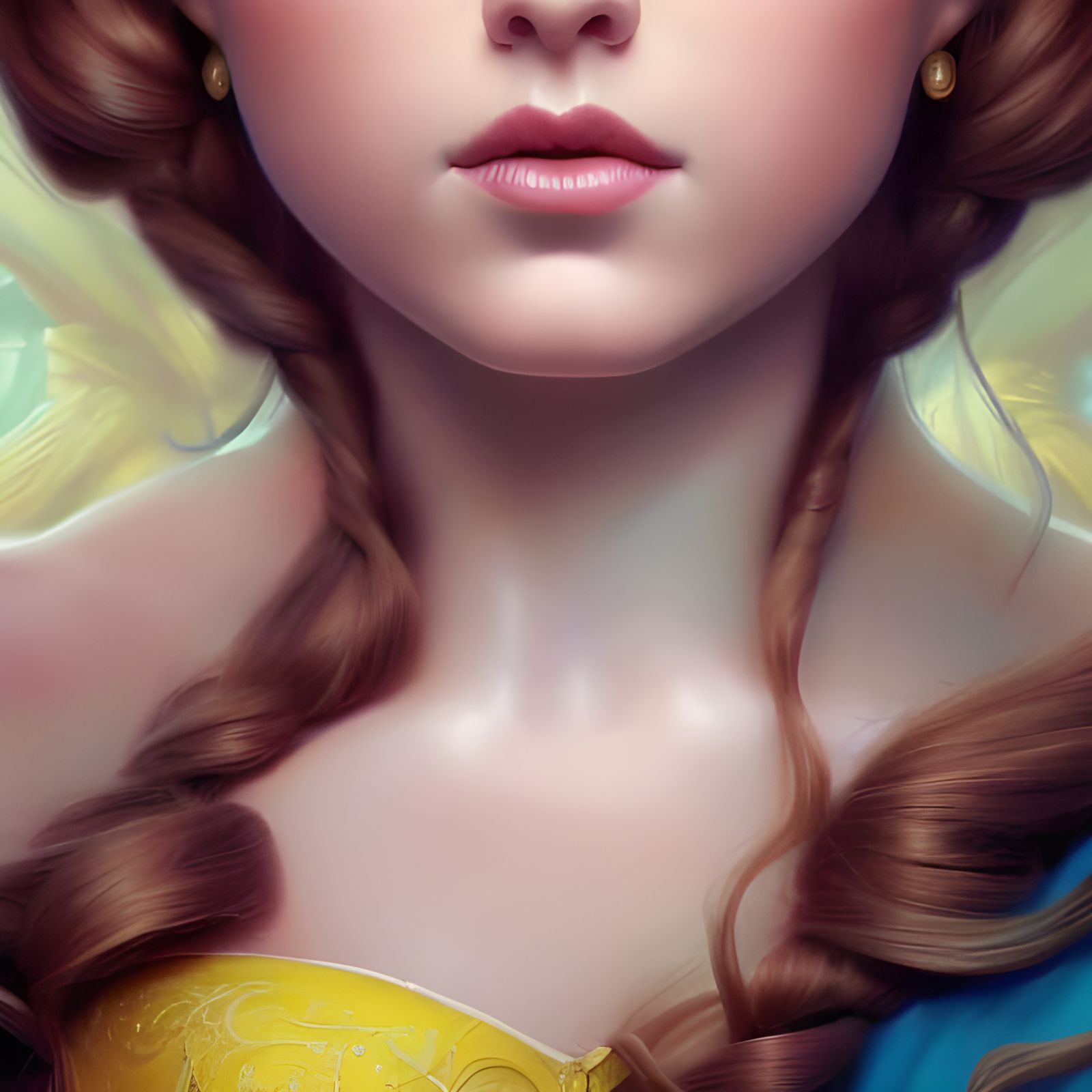 Hyperrealistic Portrait of Belle Blowing a Kiss