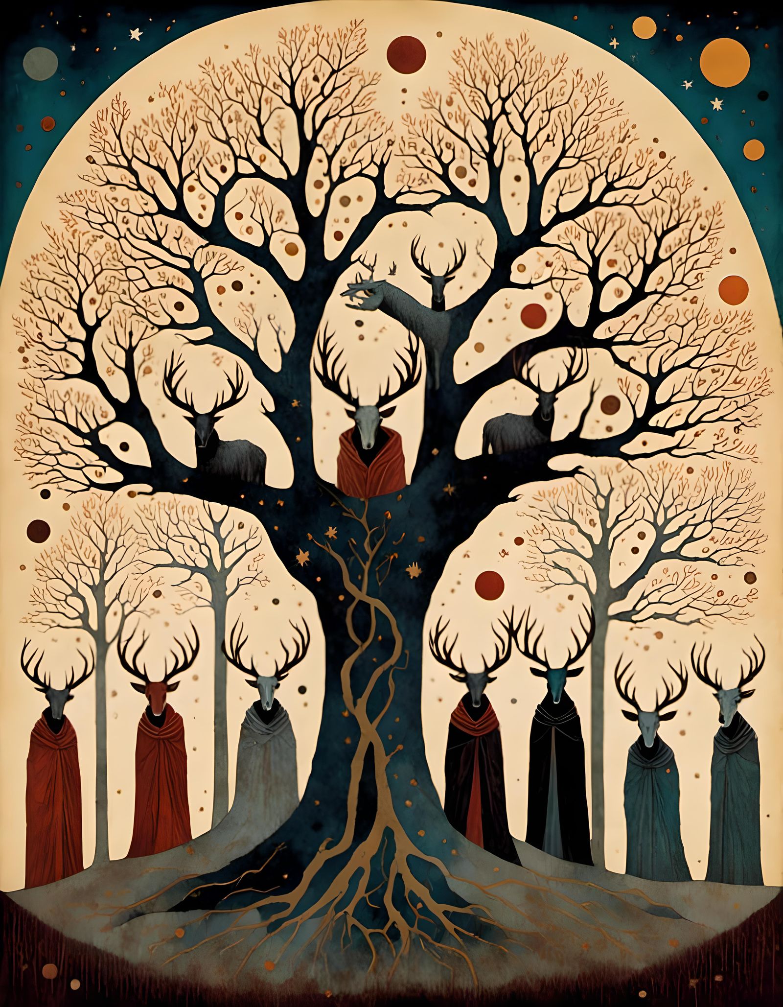 Sinister Druids Reach for Stars in Gothic Style