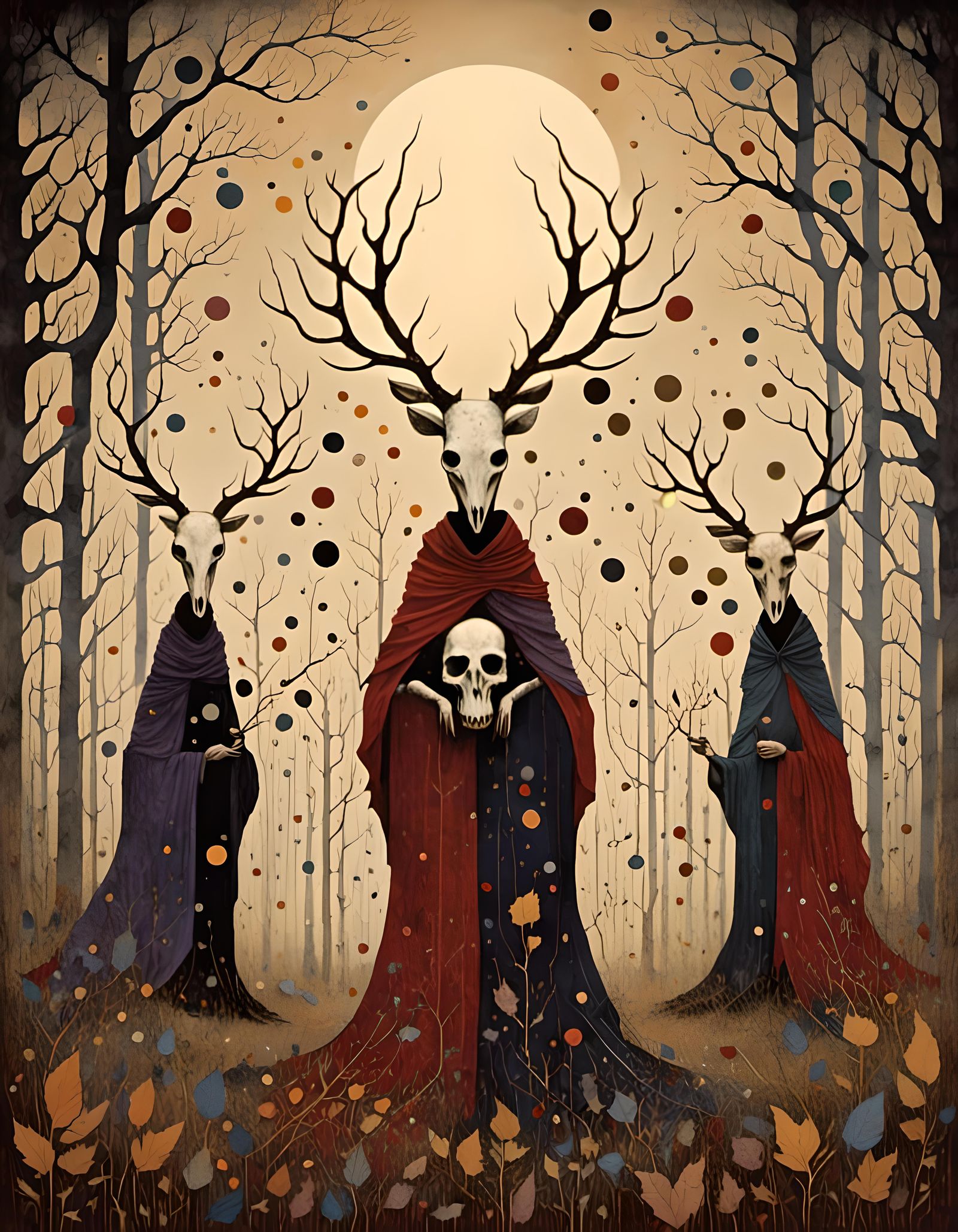 Druids Reach for Stars in Whimsical Gothic Style