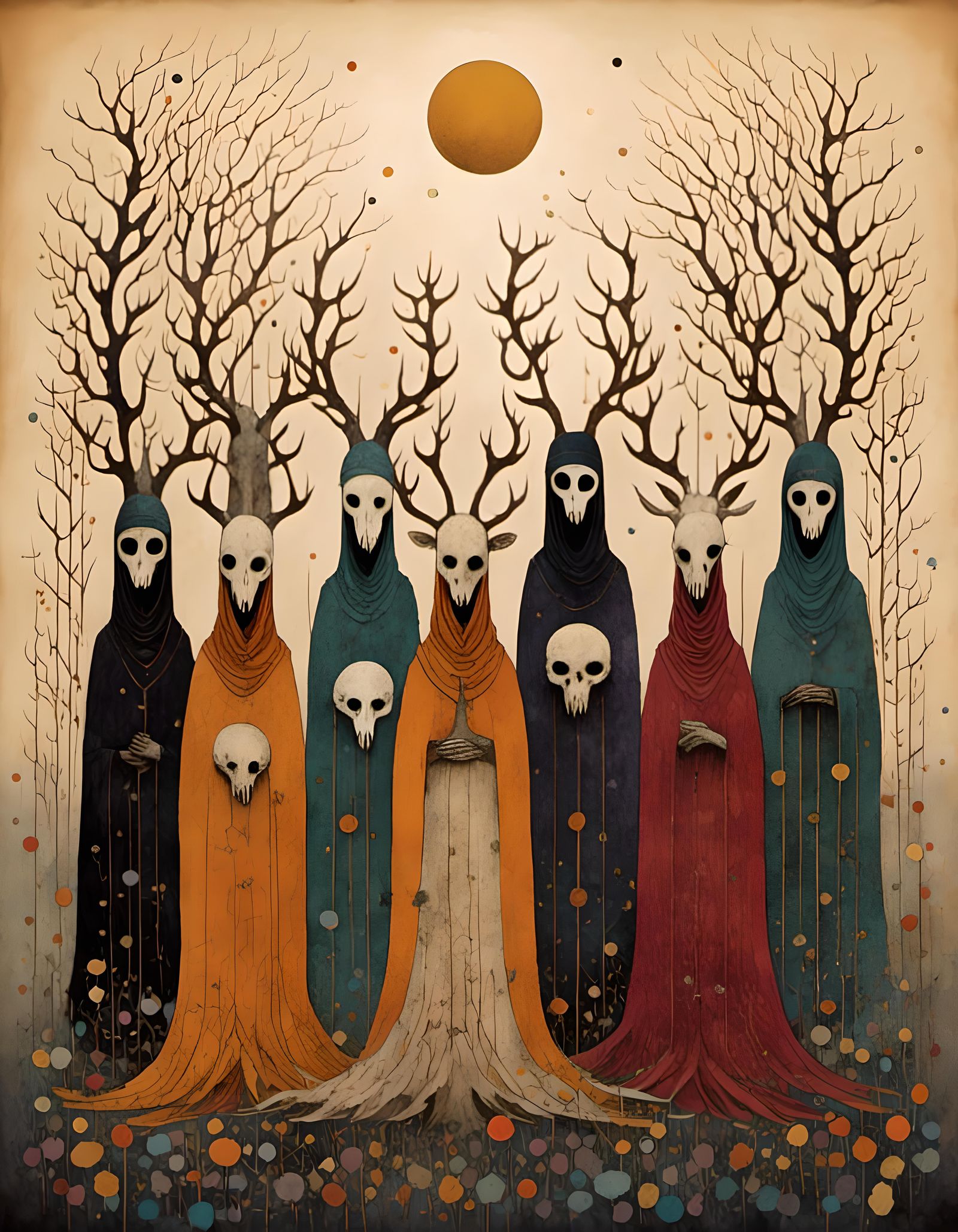 Sinister Druids Reaching for the Stars in Gothic Style