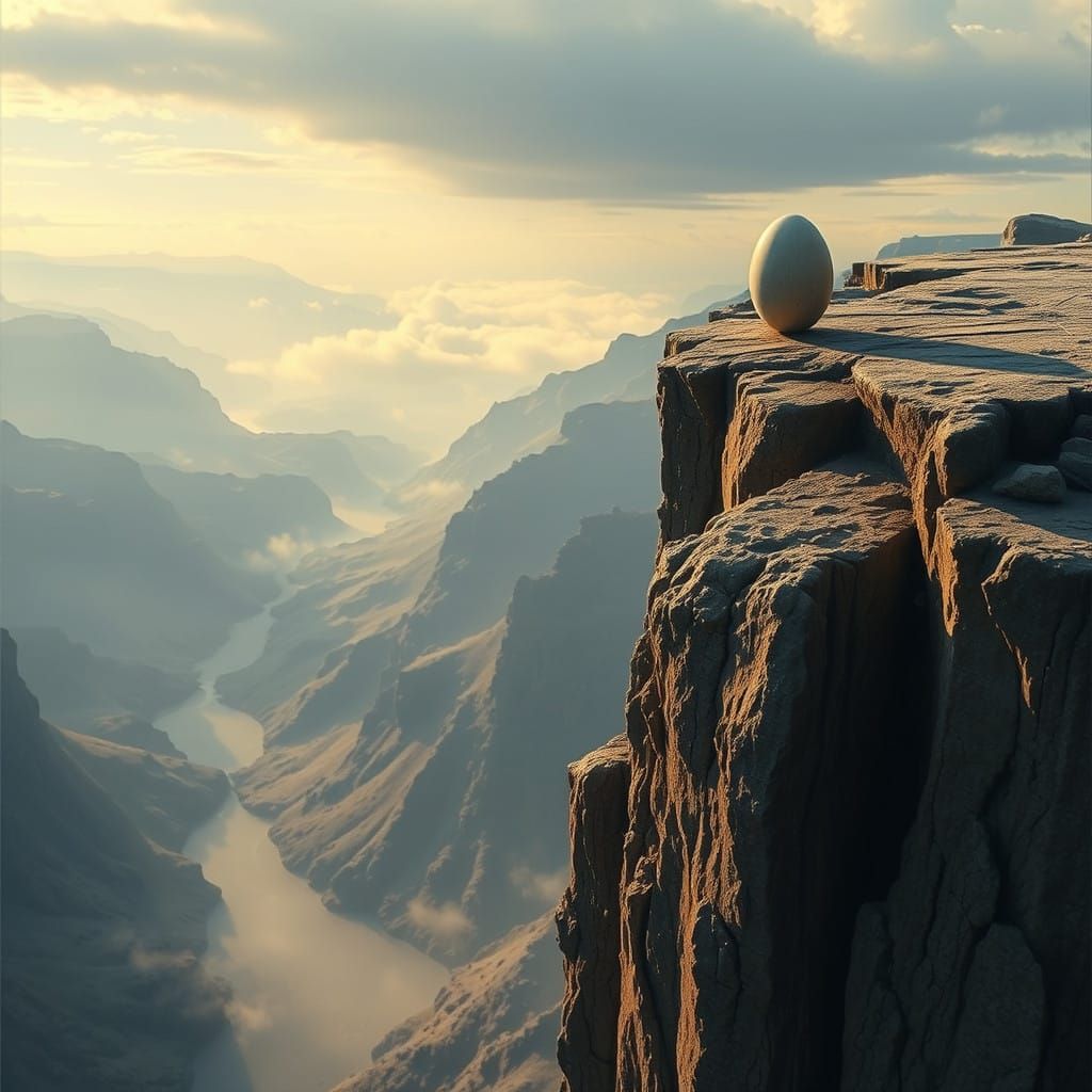 Elegant Egg Perched on Rugged Cliff