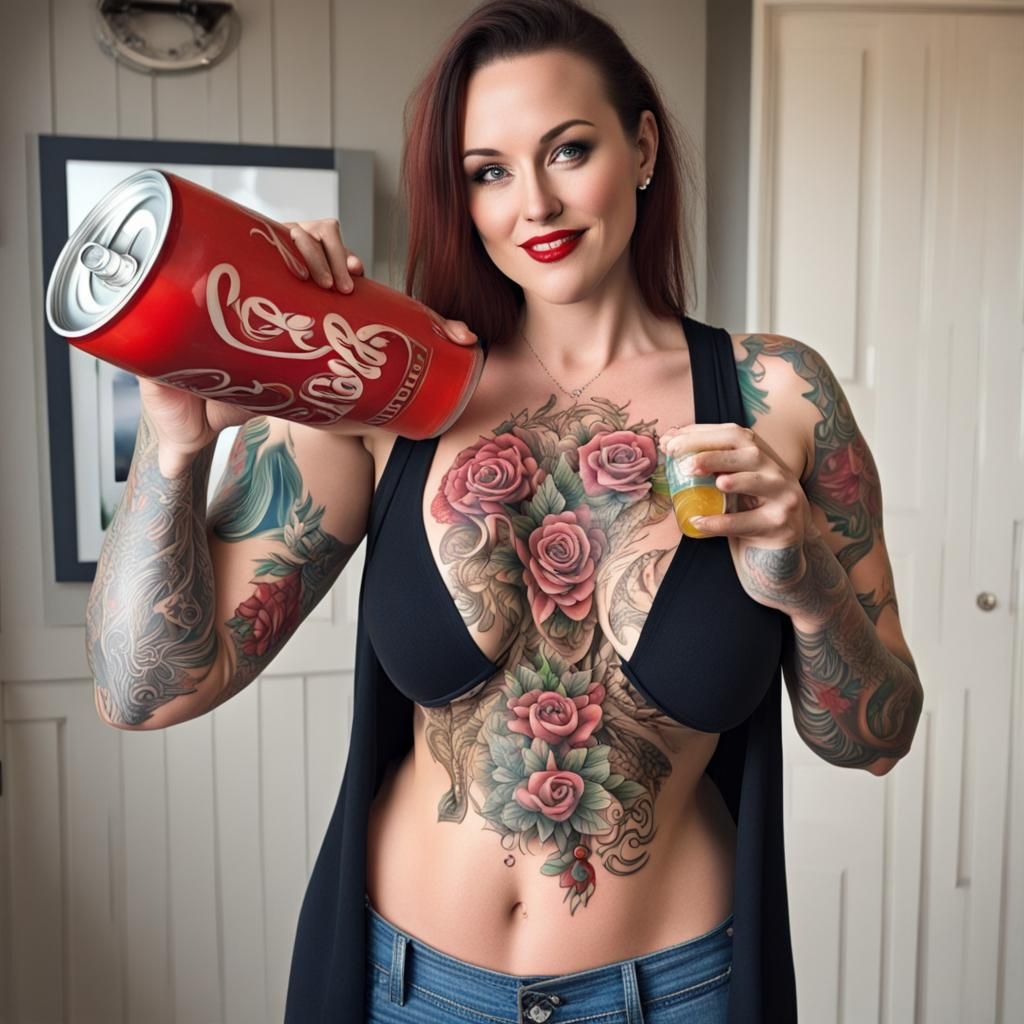 Tattooed Canadian Beauty Promoting Soft Drink