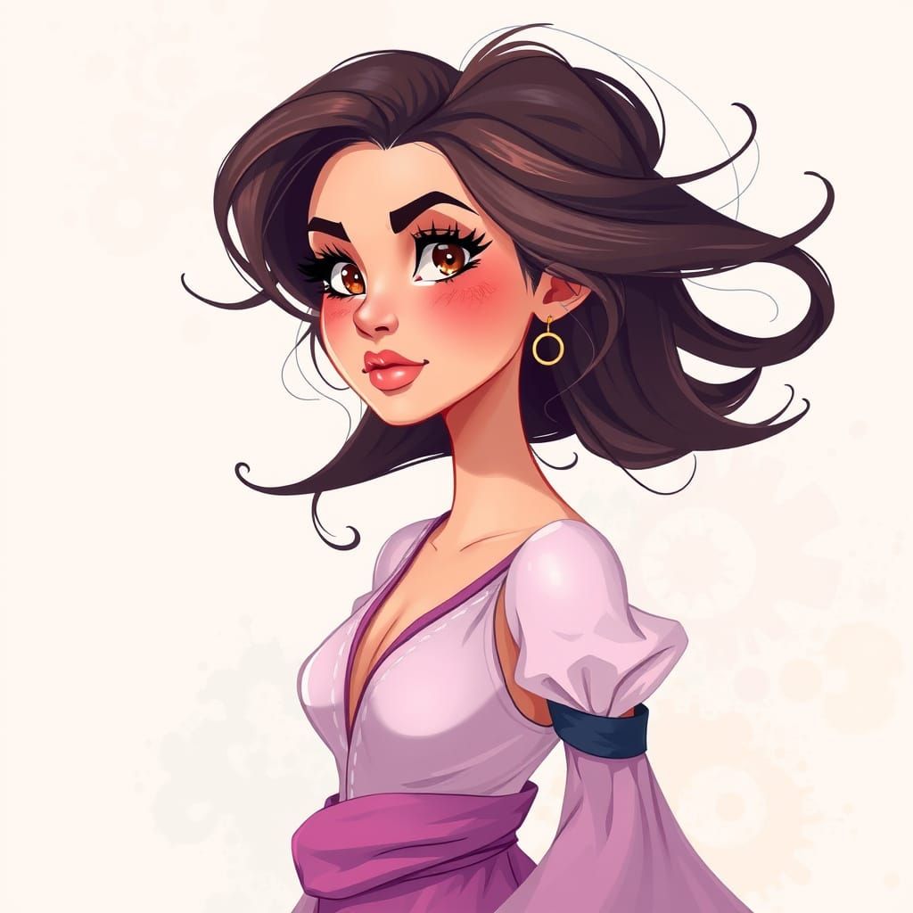 Stunning Woman in Vibrant 2D Cartoon Art
