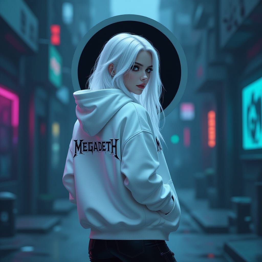 Cyberpunk Emo Girl with Megadeth Hoodie