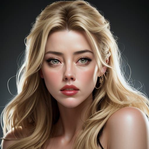 Close-Up Portrait of Amber Heard with a Sincere Kiss