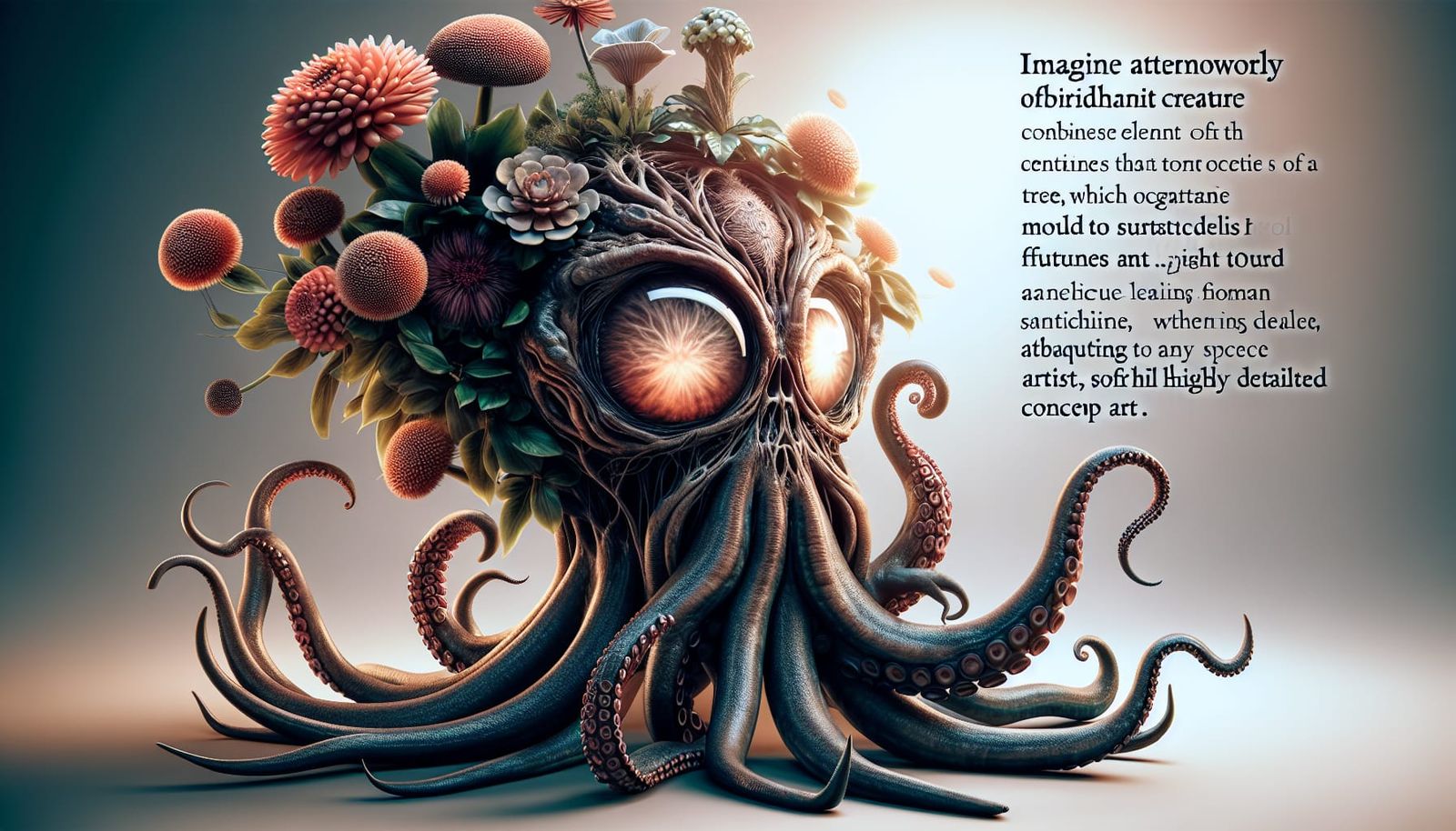 Surrealistic Plant Octopus Hybrid in Early 20th-Century Aest...