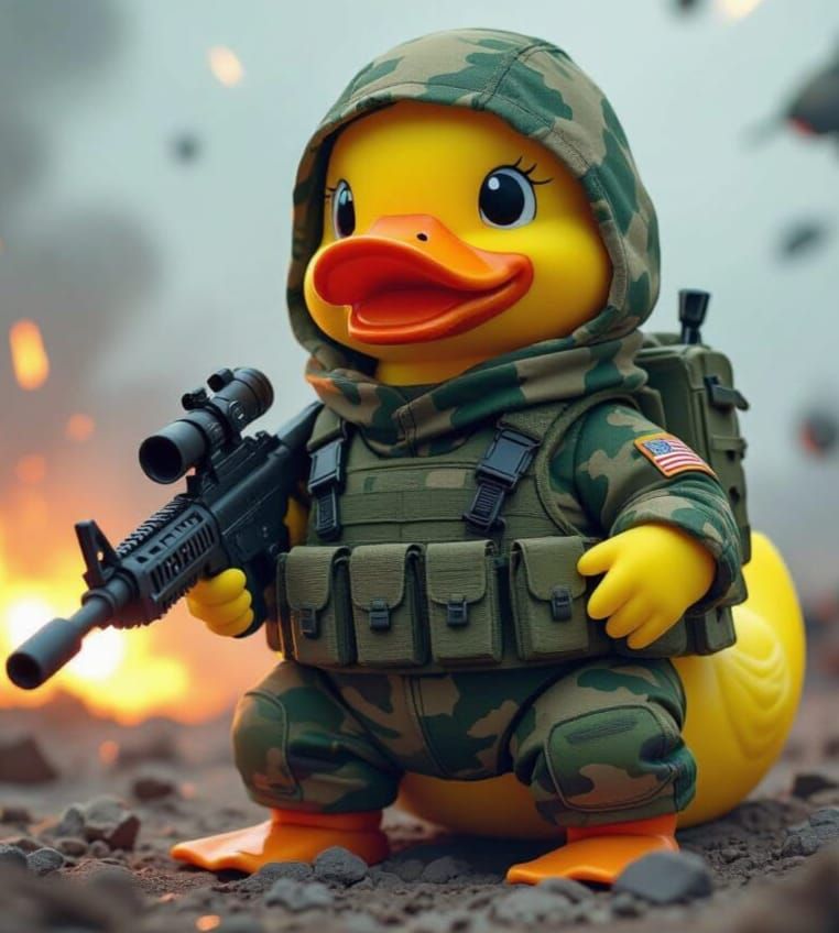 Camouflaged Rubber Duck Ready for Battle