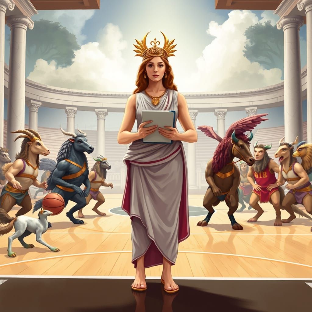 Athena Coaches Mythical Creatures Basketball Team