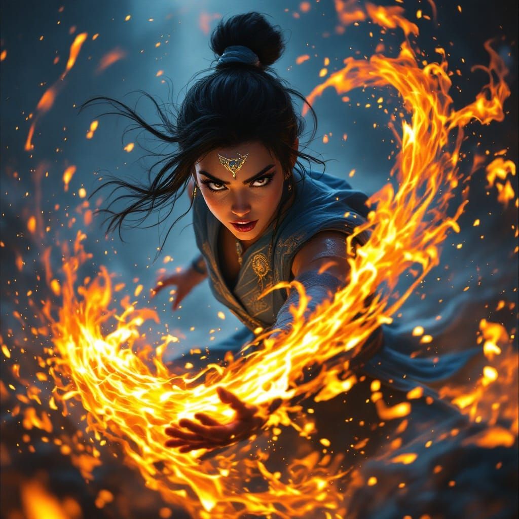 Korra Bending Fire with Hyperreal Light Effects