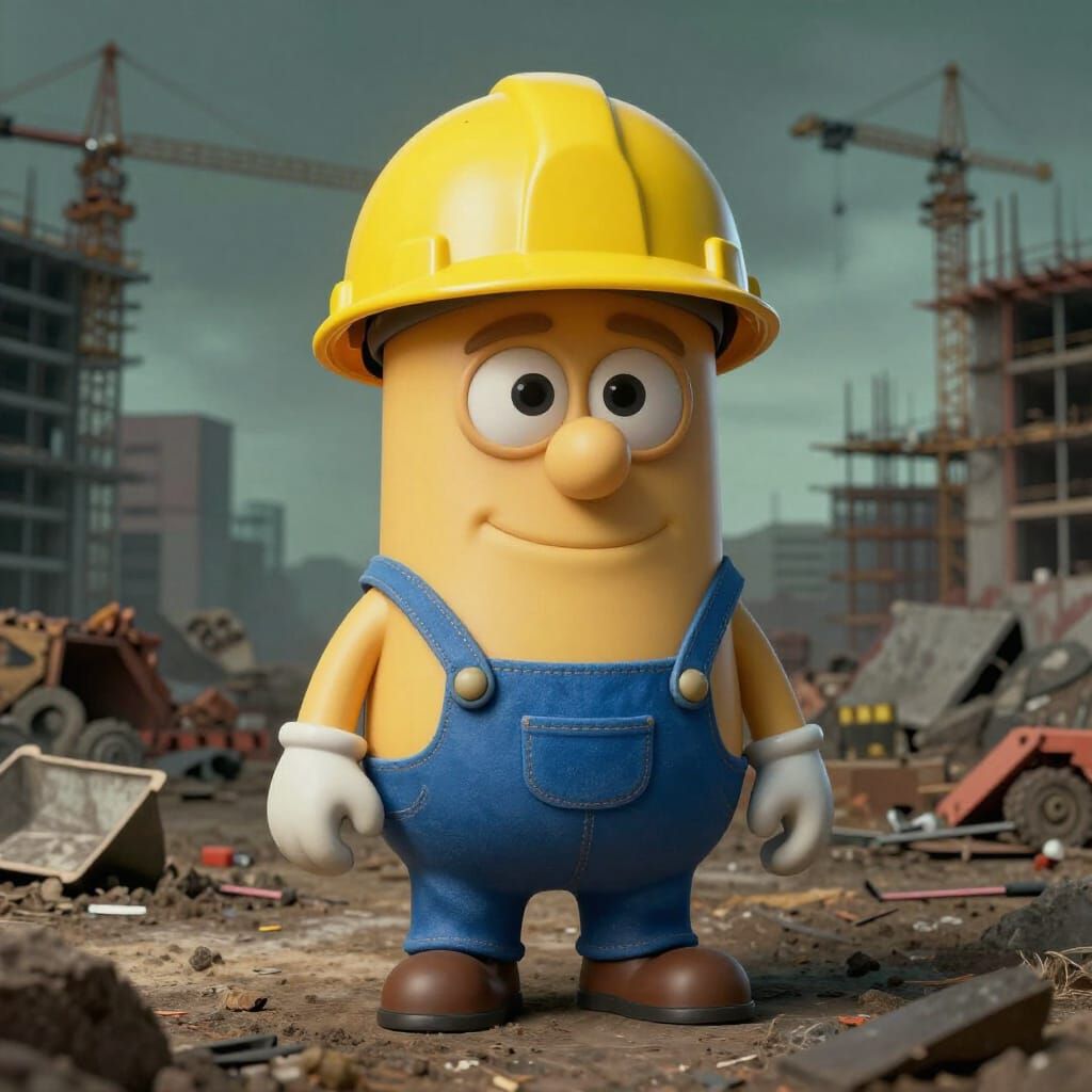 Bizarre Bob the Builder in Surreal 3D Render