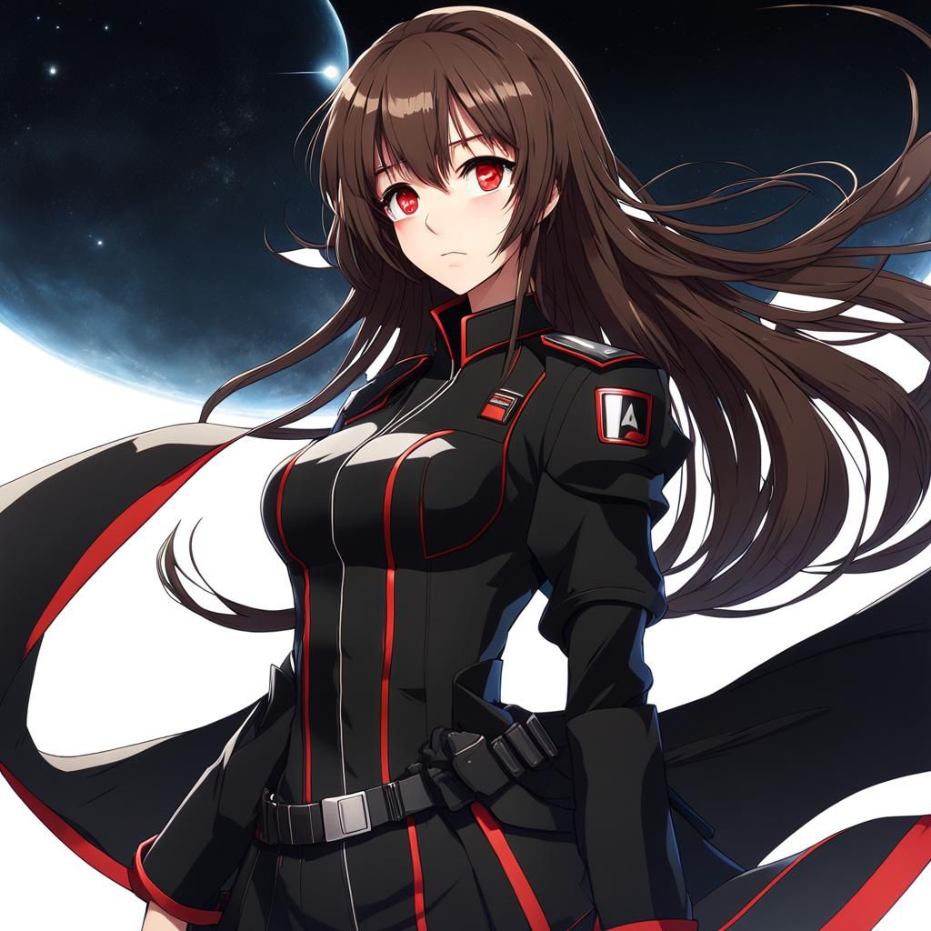 Anime Woman in Black Outfit, Manga Style