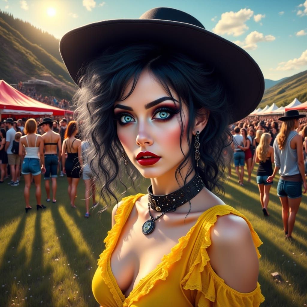 Gothic Cowgirl at Festival, Contrasting Styles