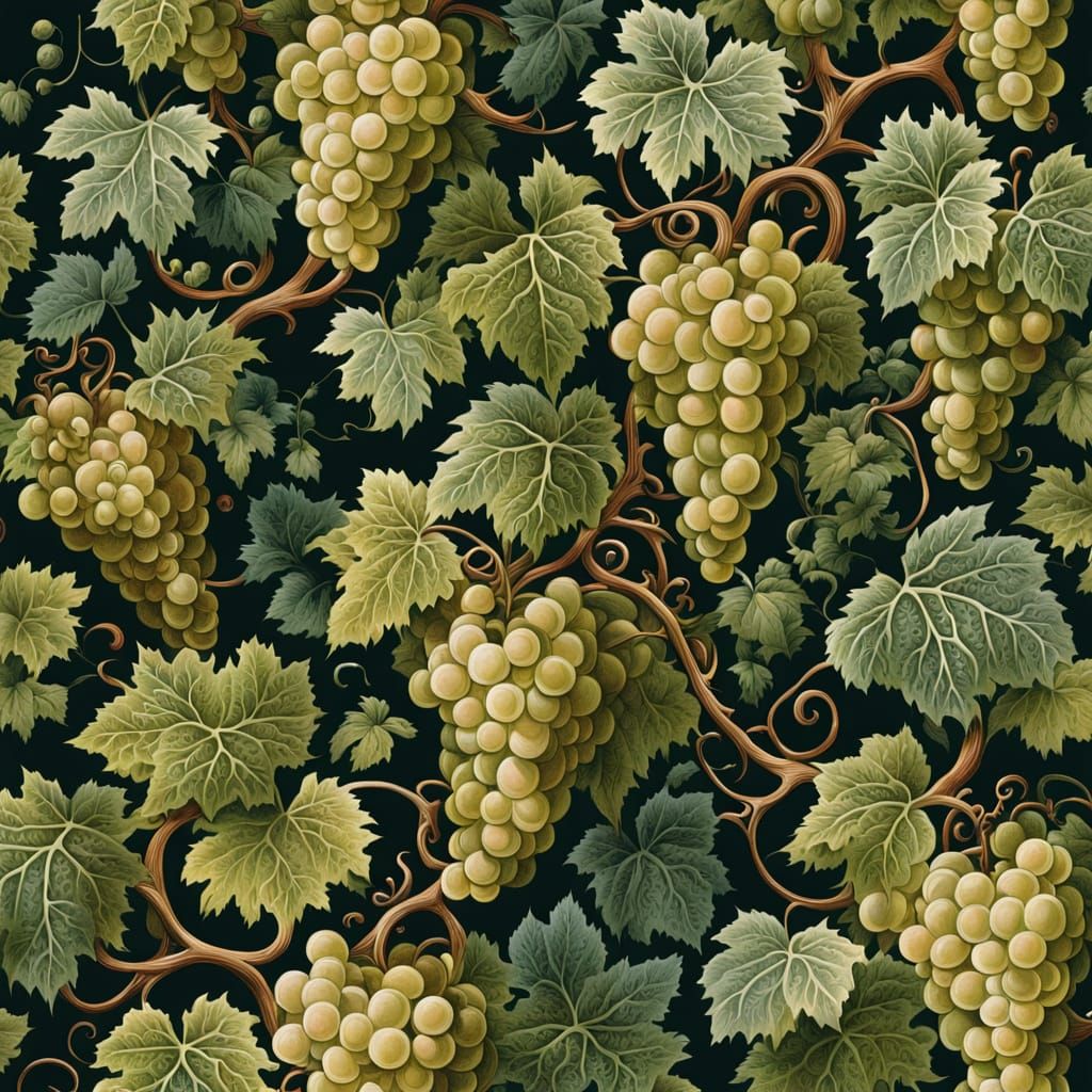 Whimsical Grape Creatures in Lush Vineyard Landscape