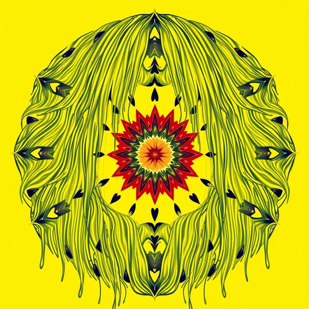Disturbing Mandala of Wet Hair in Pop Art Style