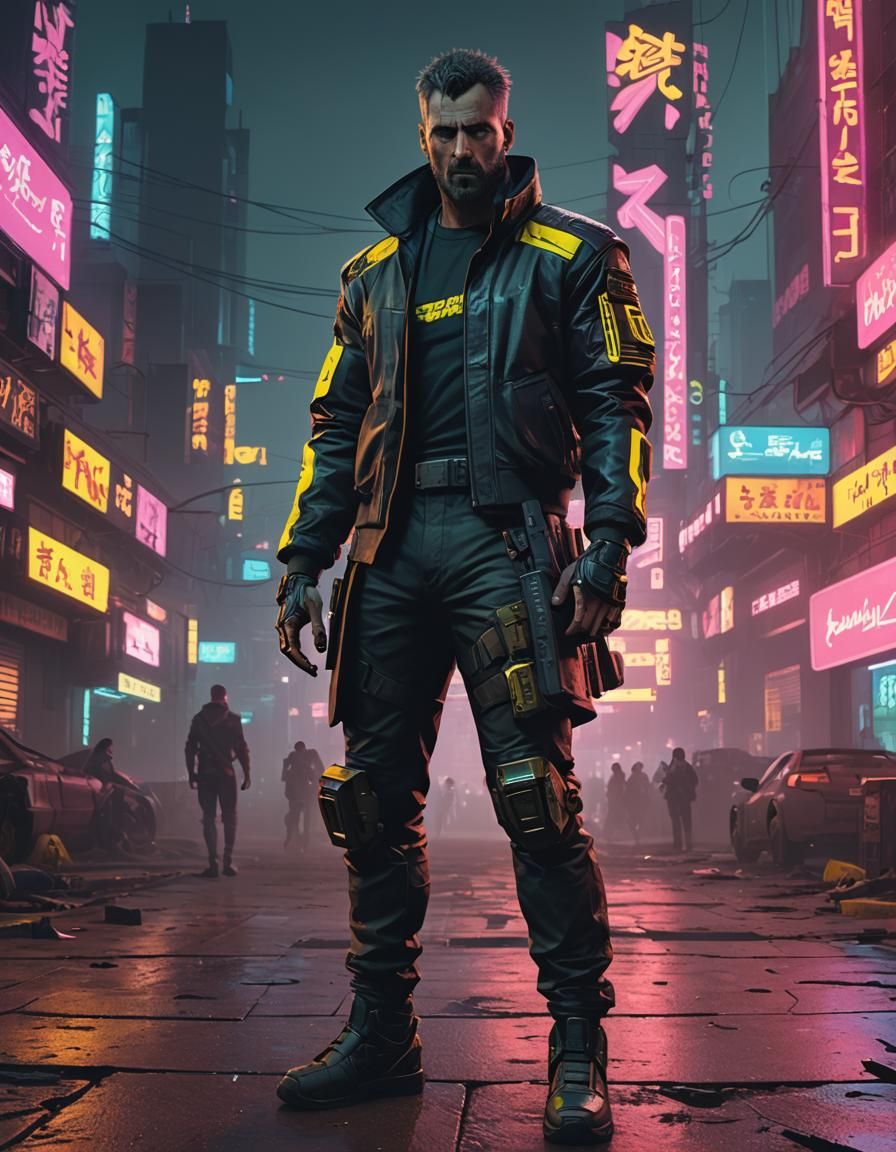 Cyberpunk Cityscape with Neon Lights