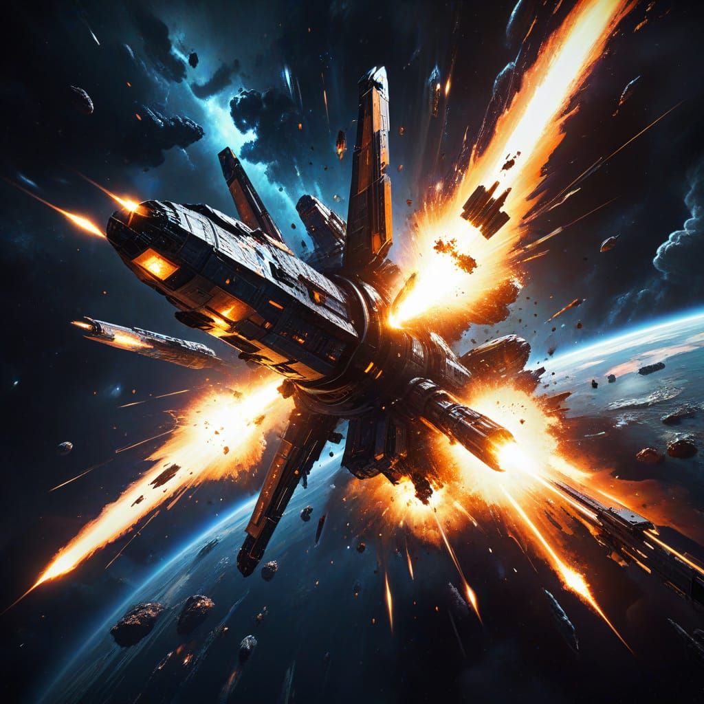 Dramatic Space Explosion in Vibrant Digital Painting