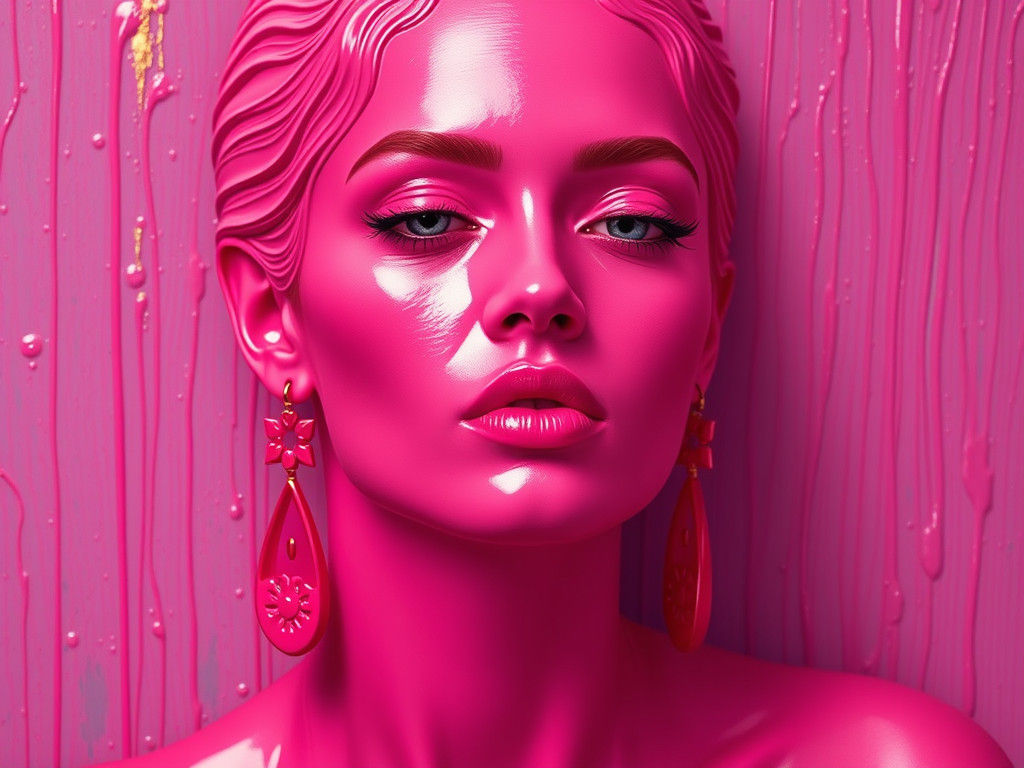 Hot Pink and Gold Ultraminimalist Composition