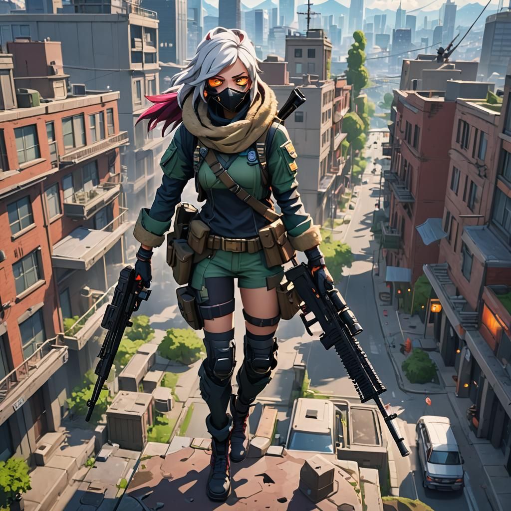 Anime Warrior Waifu with Sniper in Cel-Shaded Style