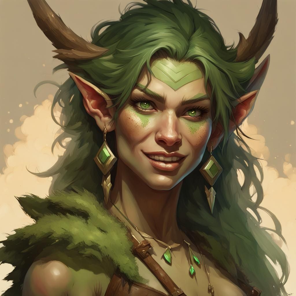 Pretty Goblin Girl Barbarian Portrait