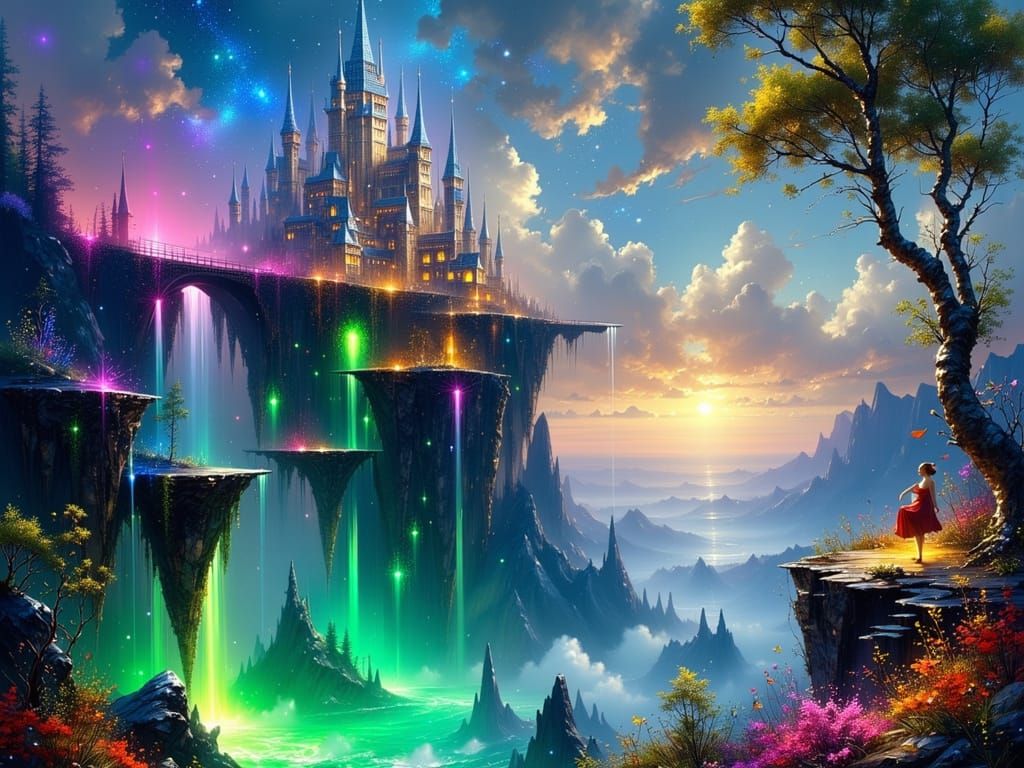 Celestial Starlight Castle with Fiery Walls