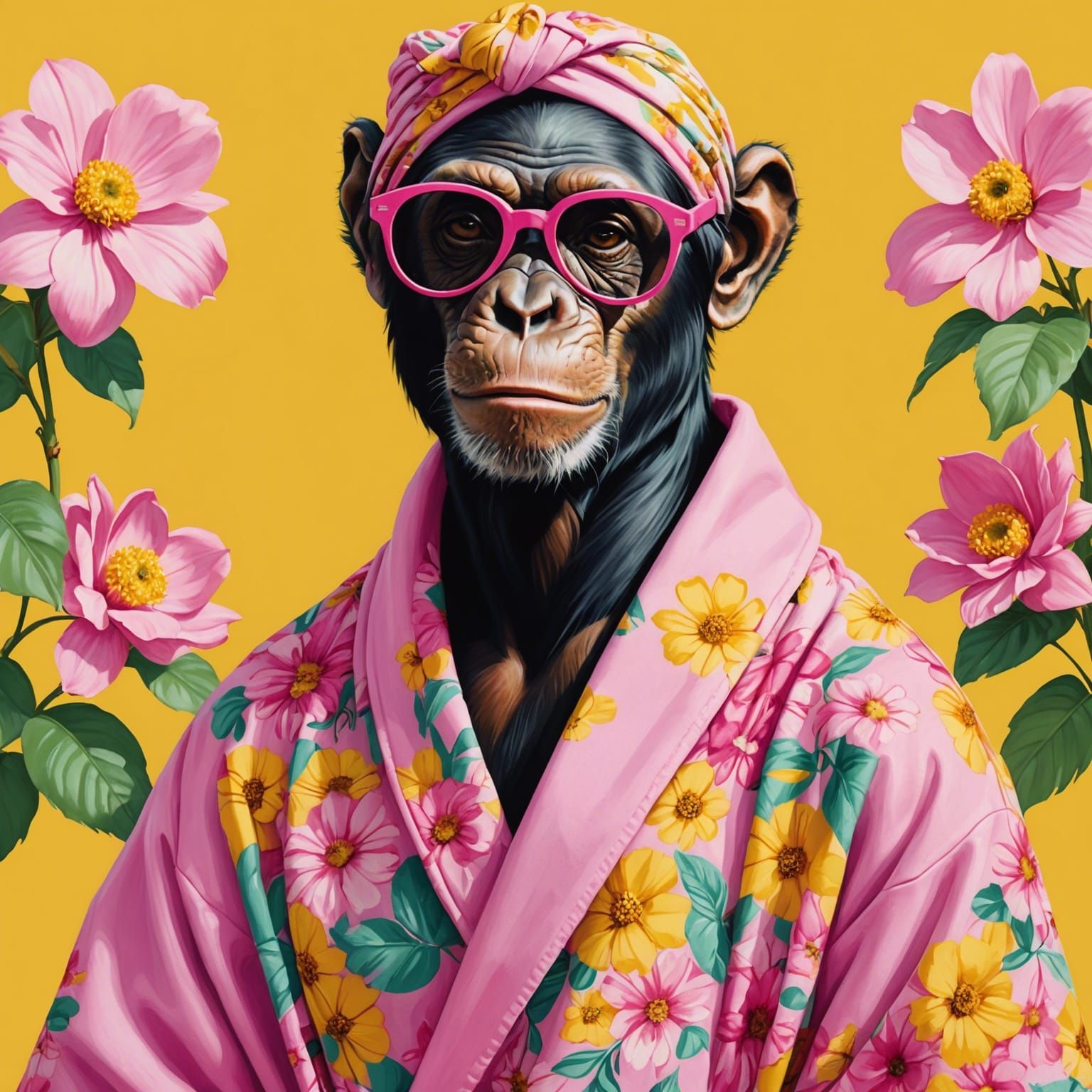 Chimpanzee in Sunglasses: High Fashion Illustration