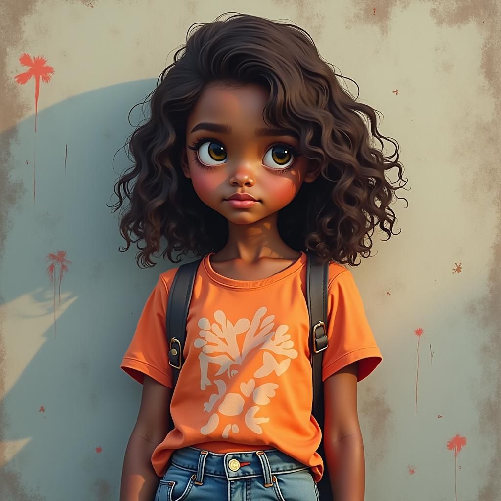 Teen Girl Portrait in Dynamic Digital Style