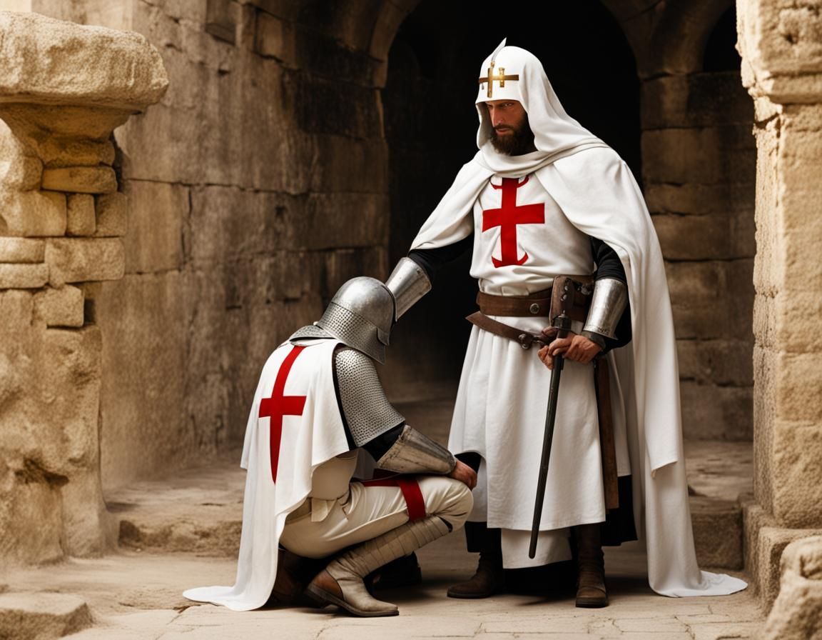 Templar Knight Kneeling in Jerusalem