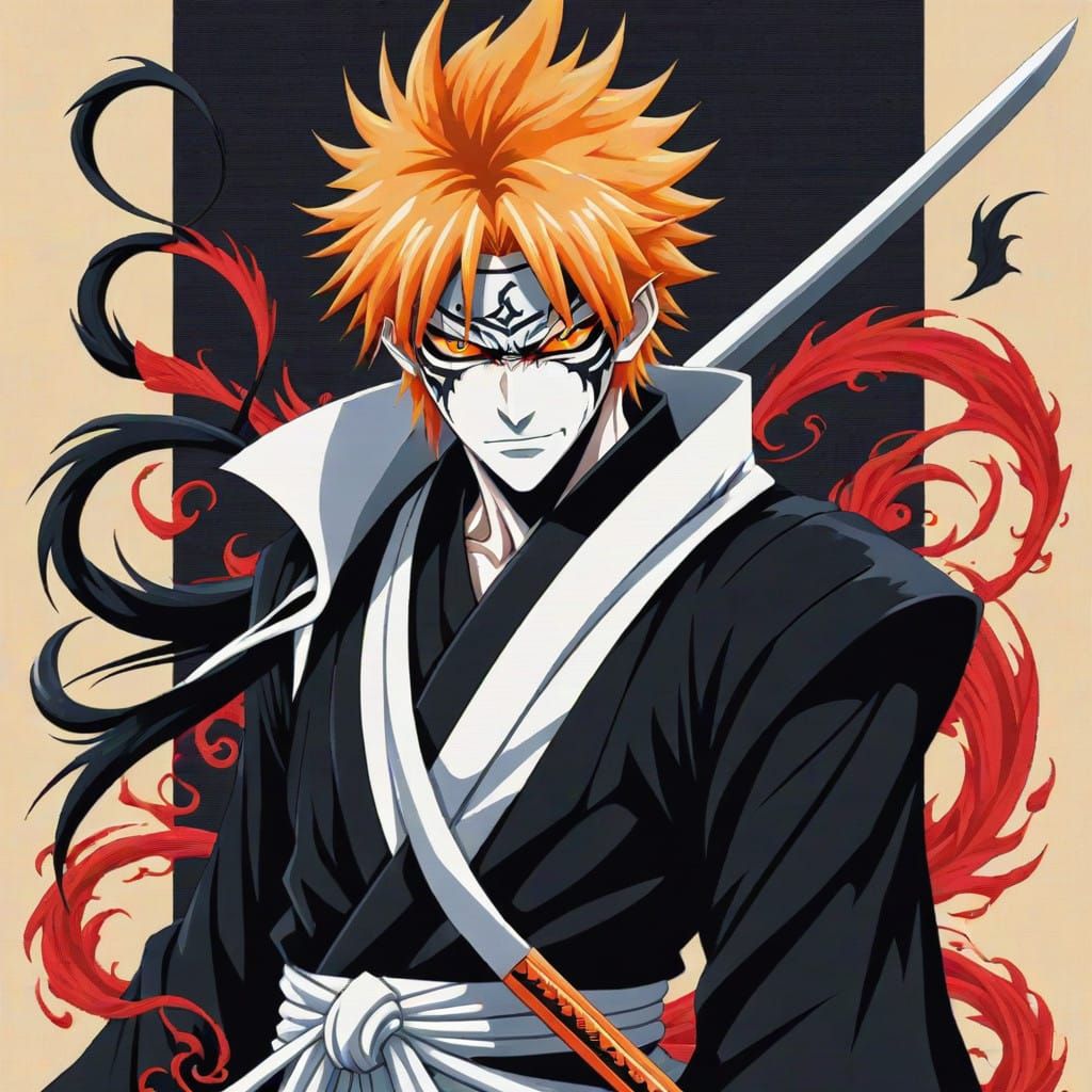 Intricate Anime Needlepoint, Bleach Ichigo Kurosaki, Bankai the black blade