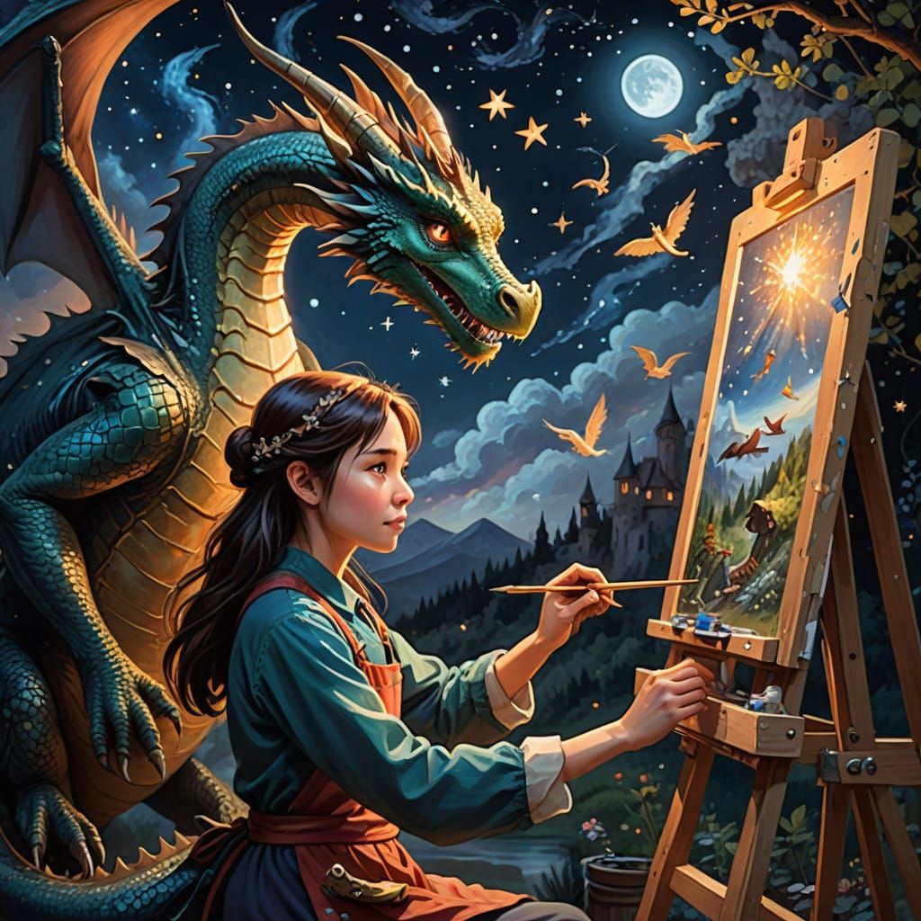 Artist Paints Dragons, Stars, and Birds From Wall
