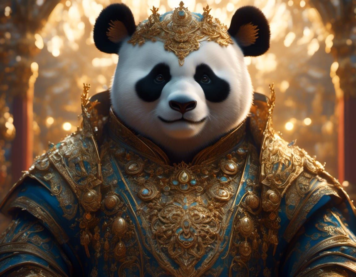 Panda Portrait in Regal Clothing