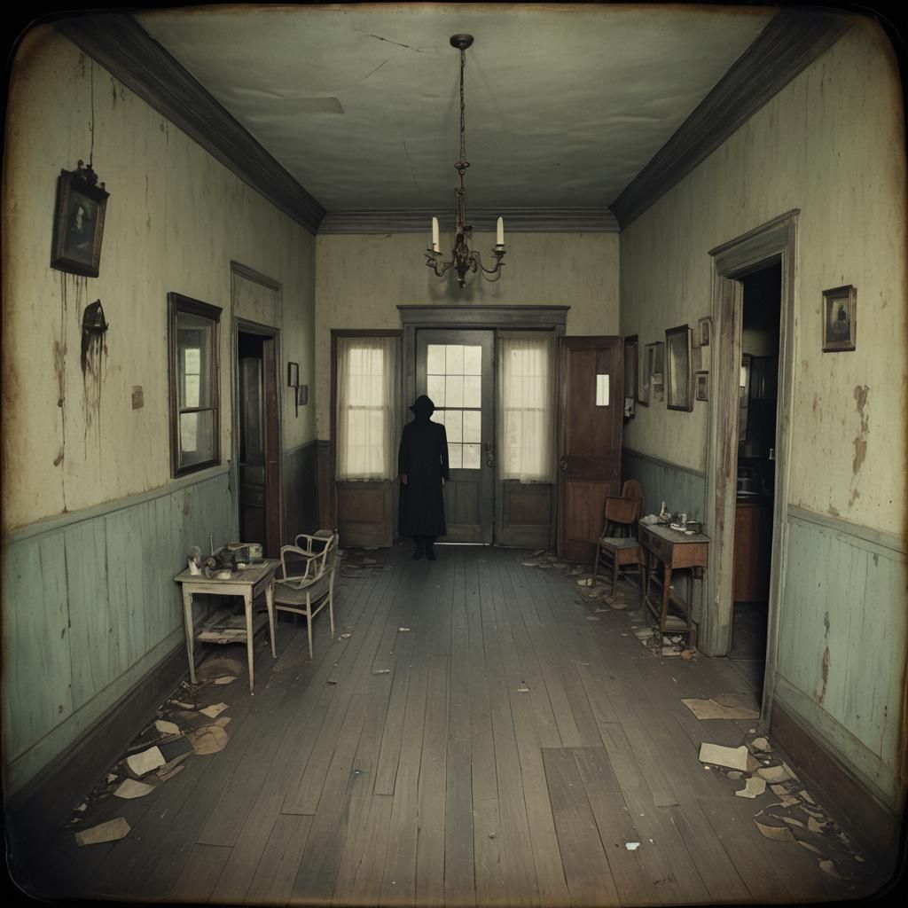 Creepy Haunted House Interior in Vintage Photo Style