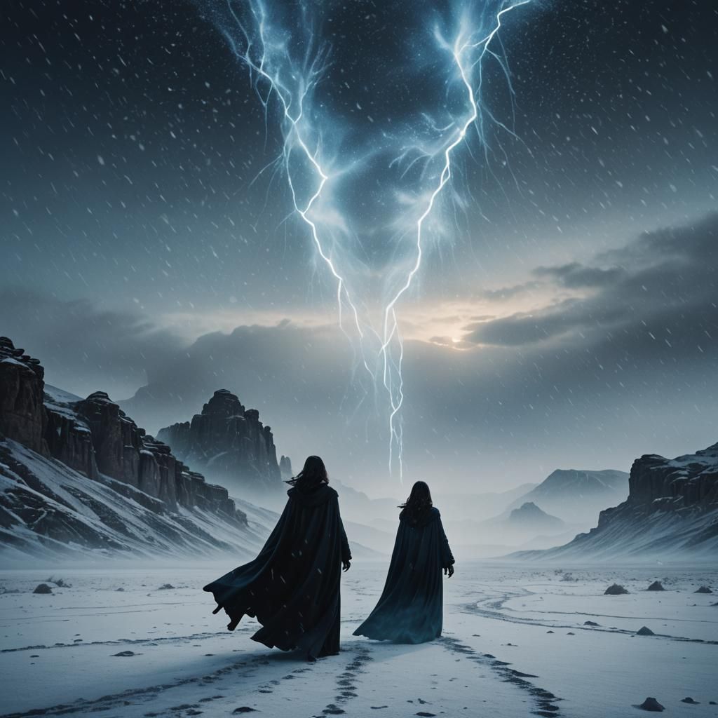 Mysterious Woman in Frozen Desert: Digital Matte Painting