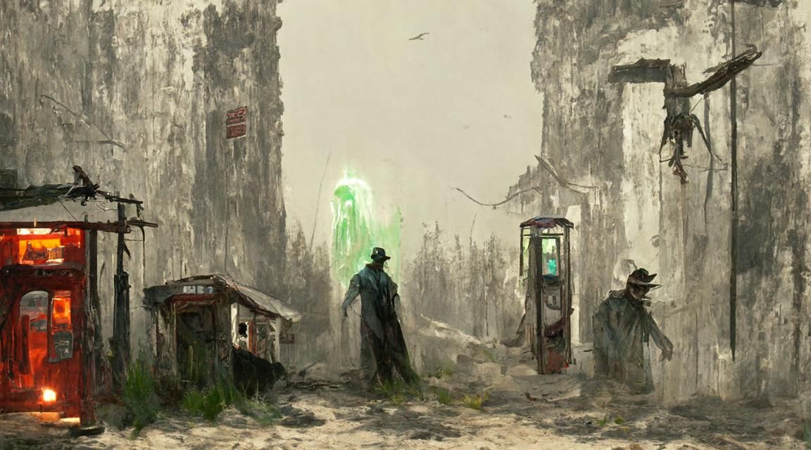 Haunted Mining Town Encounter in Greg Rutkowski Style