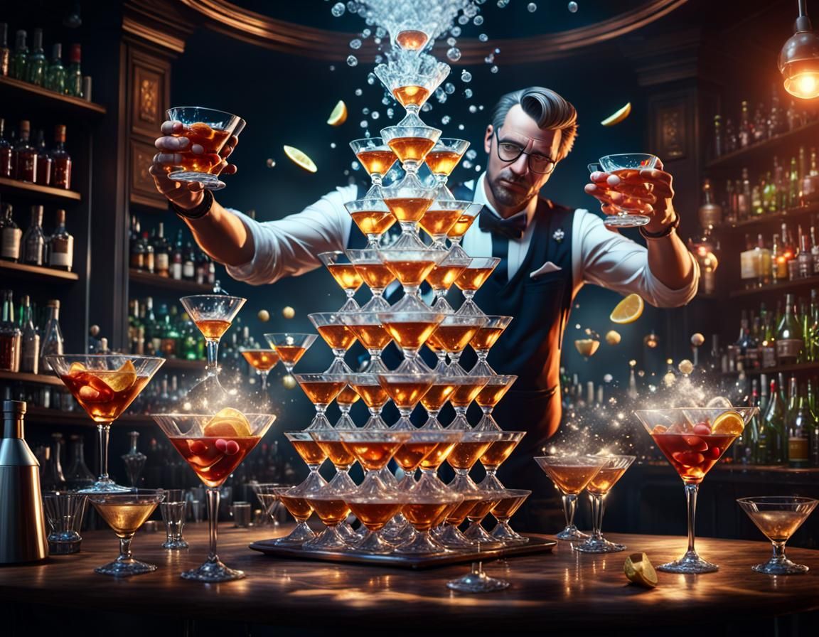 pyramid stack of drinking glasses