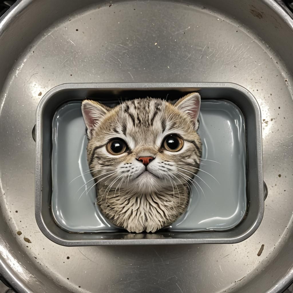 Liquid Cat Perfectly Fitting in Loaf Tin