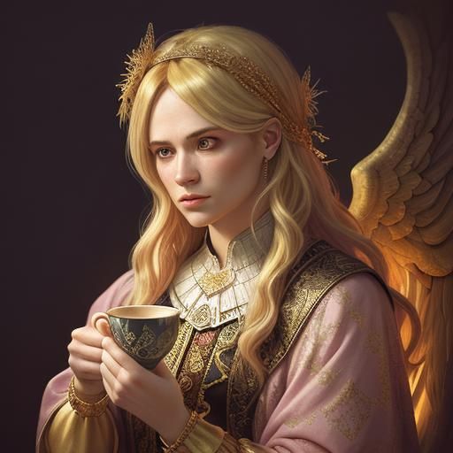 Tarot Reader with Phoenix Headband in Pink Tones