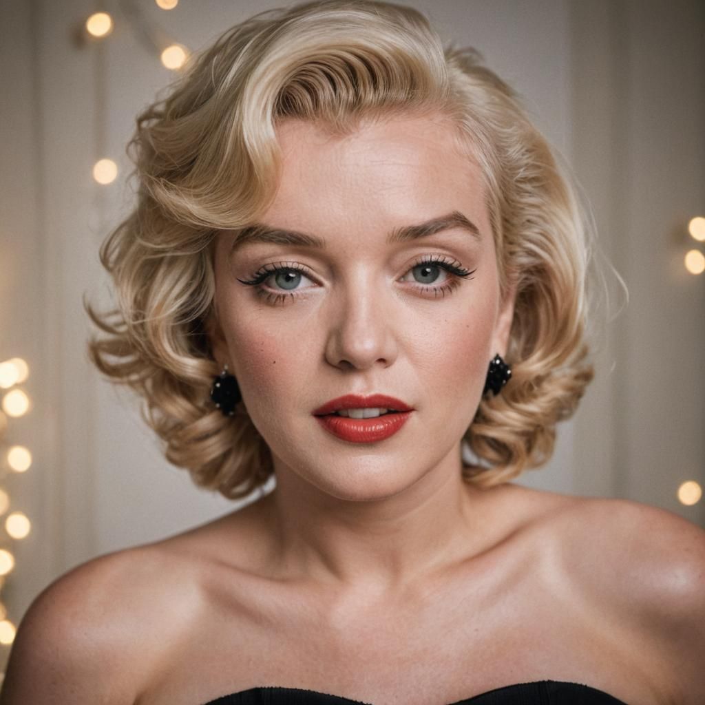 Marilyn Monroe Portrait in Elegant Black Dress