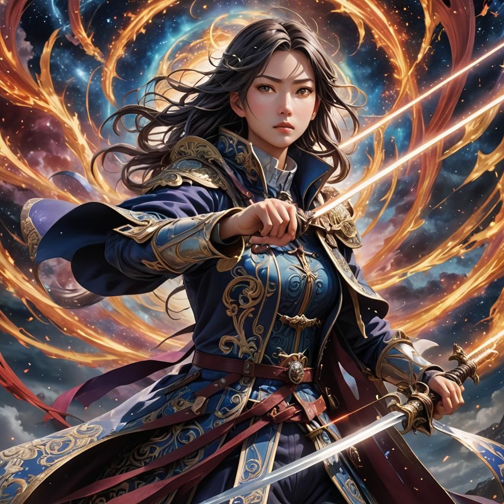 Isekai Warrior Between Dimensions in 3D Anime Art