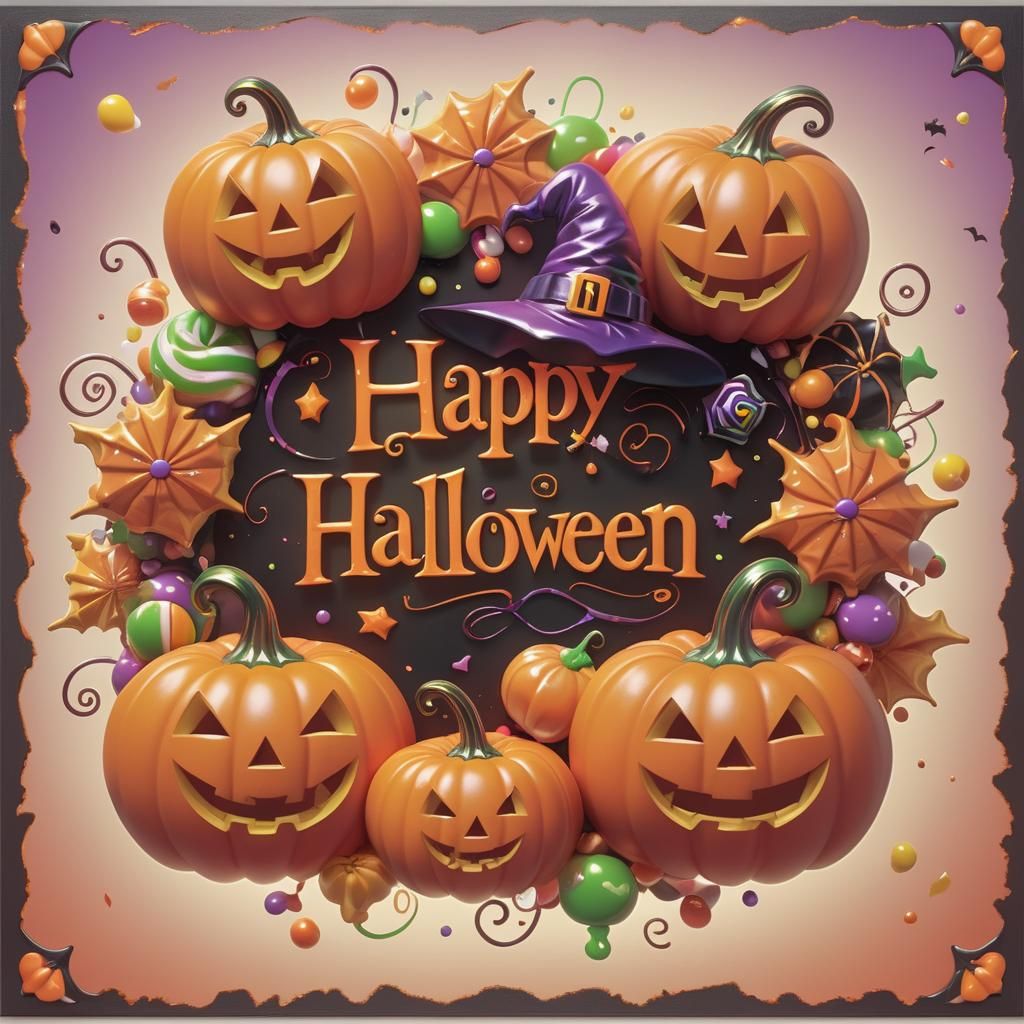 Happy Halloween in Candy Art Style