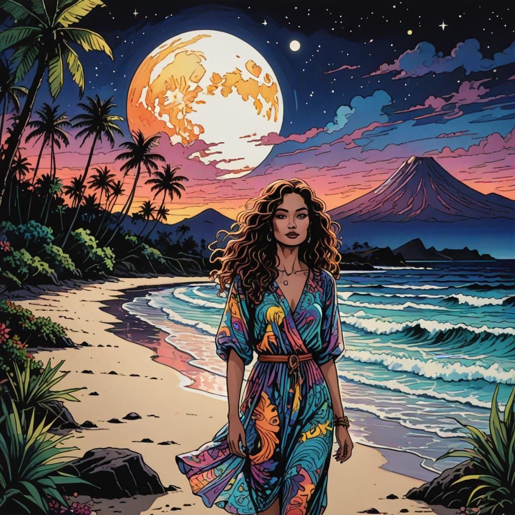 Goth Girl's Bioluminescent Beach Walk